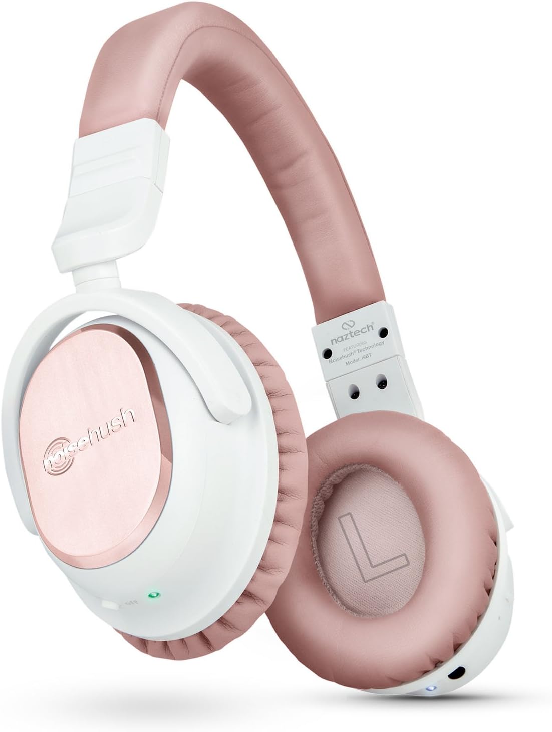 Naztech i9 Bluetooth Wireless Active Noise Cancelling Headphones with Memory Foam Earpads & High-definition Sound for Home / Office / TV + Travel Case & Airplane Adapter [Rose Gold] -13797