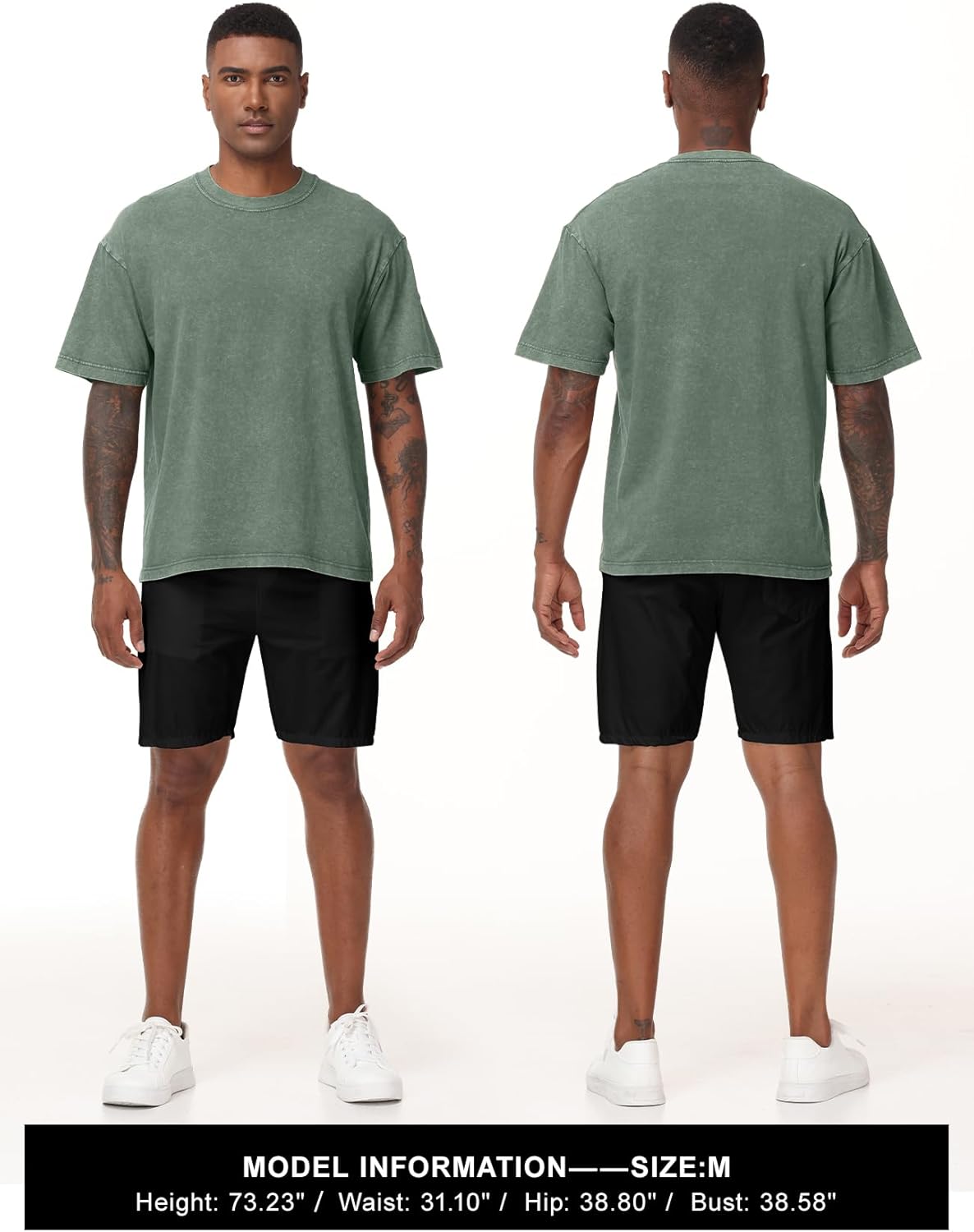 Eiscntd Men's Oversized T-Shirts Heavyweight Cotton Vintage Washed Loose Fit Unisex Baggy Tee Shirts - Image 4