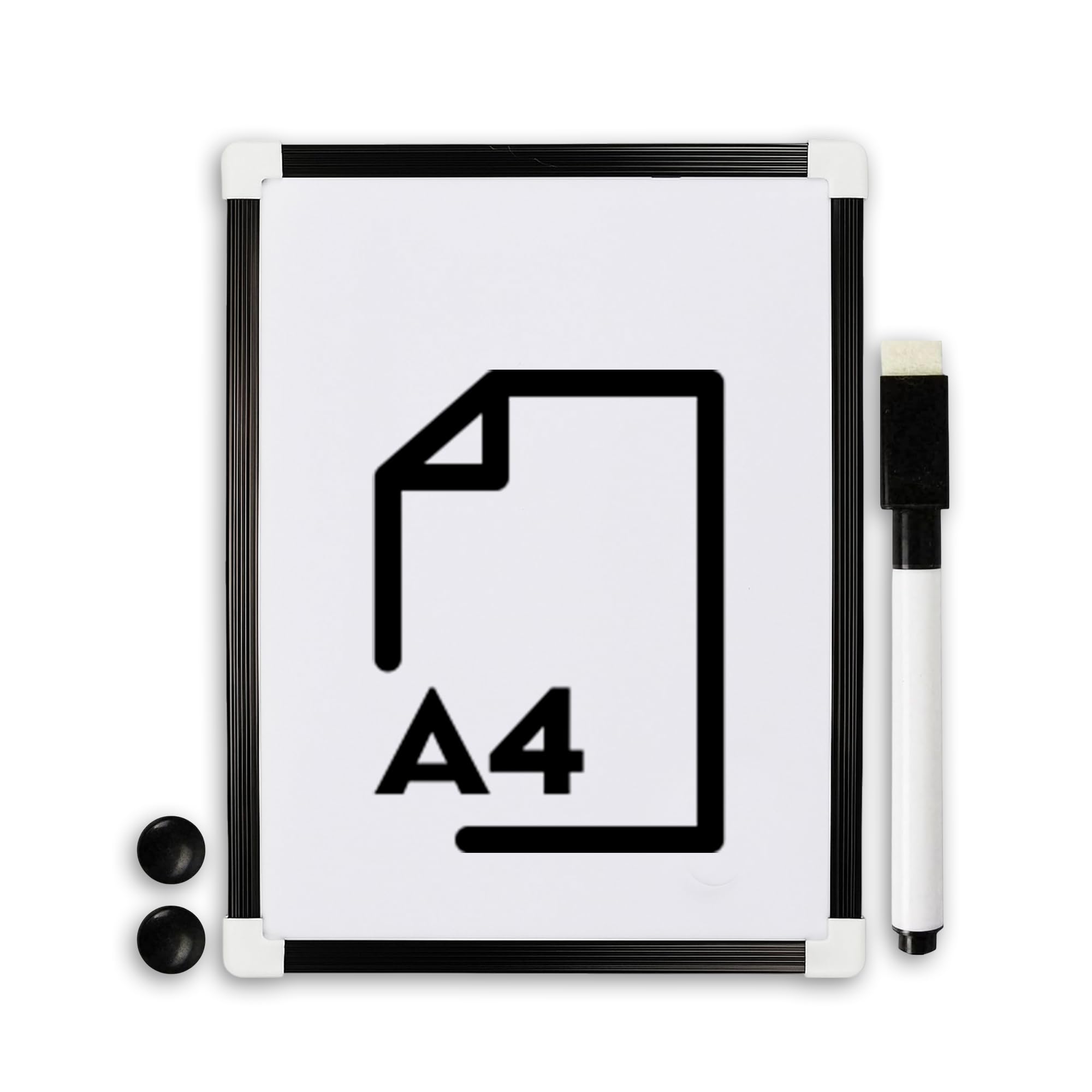 TB1 Products A4 Magnetic Dry Wipe Whiteboard – Pack of 2 | Small Memo Boards with Hanging Strings, 4 Magnets & 2 Erasers | Double Set for Home, School, Office & Kids' Drawing
