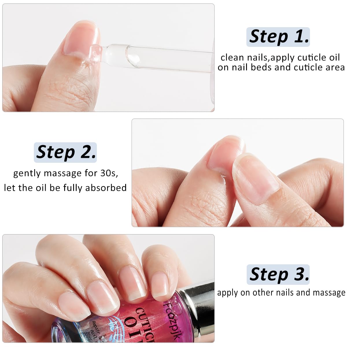 Fcozpjk Revitalizing Cuticle Oil, 2PCS Cuticle Oil for Nails, Green Tea & Ocean Scent, Moisturizes Strengthener Oil Dry Nail Treatment Repair Cuticles, With Vitamin E Nail and Cuticle Oil 1.4 Fl Oz