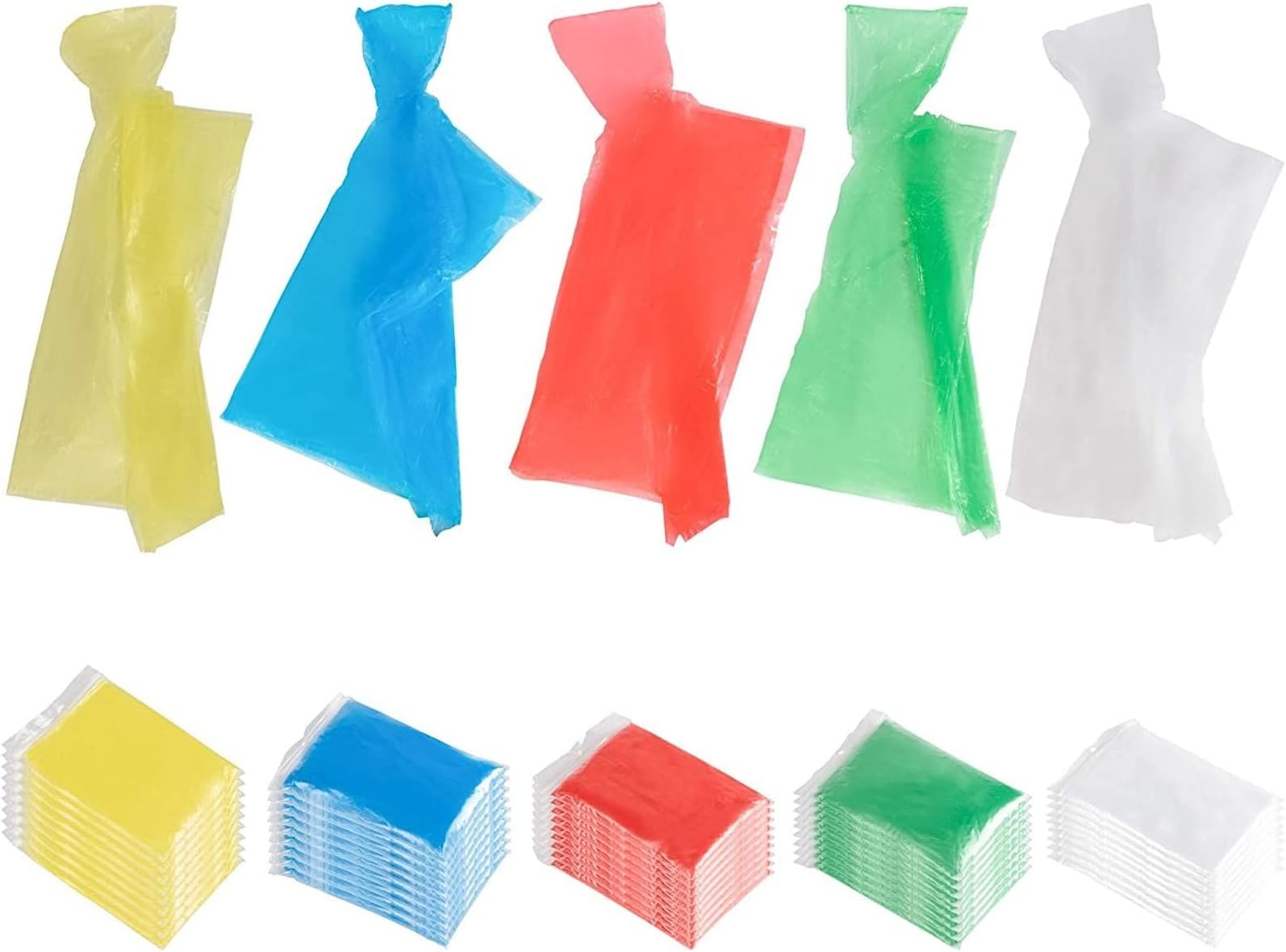 Juvale 50 Pack Disposable Rain Ponchos for Adults, Multi-Purpose, One Size, 5 Bright Colors, 50 x 40 inches