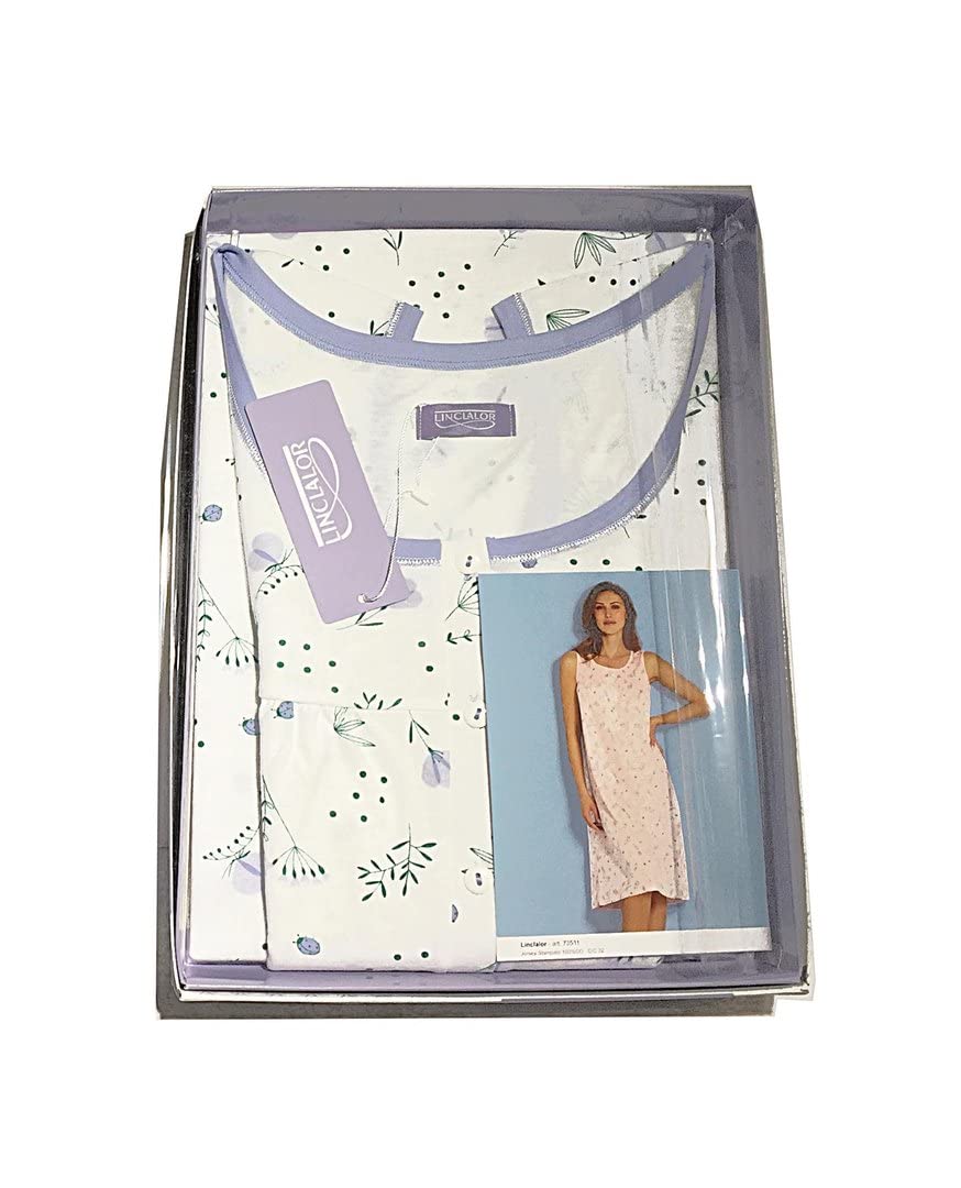 Leo Corsetteria Camisa de noche clásica para mujer, 100% algodón, sin mangas, hombro ancho, serafino hasta talla 64
