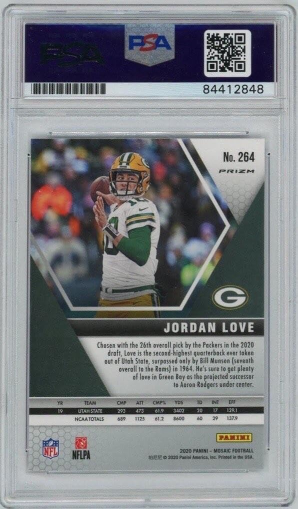 Jordan Love Signed Panini Mosaic Camo Pink Rookie Card PSA GEM MT 10 AUTO GRADE - Football Slabbed Autographed Rookie Cards