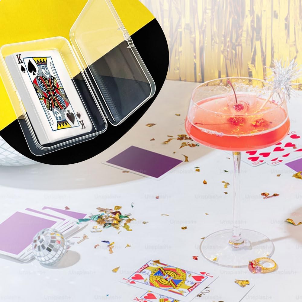 Clear Plastic Playing Card Case Set - 4Pcs Blank Playing Cards Storage Box Trading Card Deck box, Perfect for Organization of Business Game Cards and More (4pcs Clear)