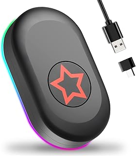 CHOKMAX Mouse Jiggler, Newest Undetectable Mouse Mover Shaker Wiggler with Color Switchable RGB Lights and Drive Free USB Port, Automatic Random Move Mechanical Turntable Pad Keep Computer Awake