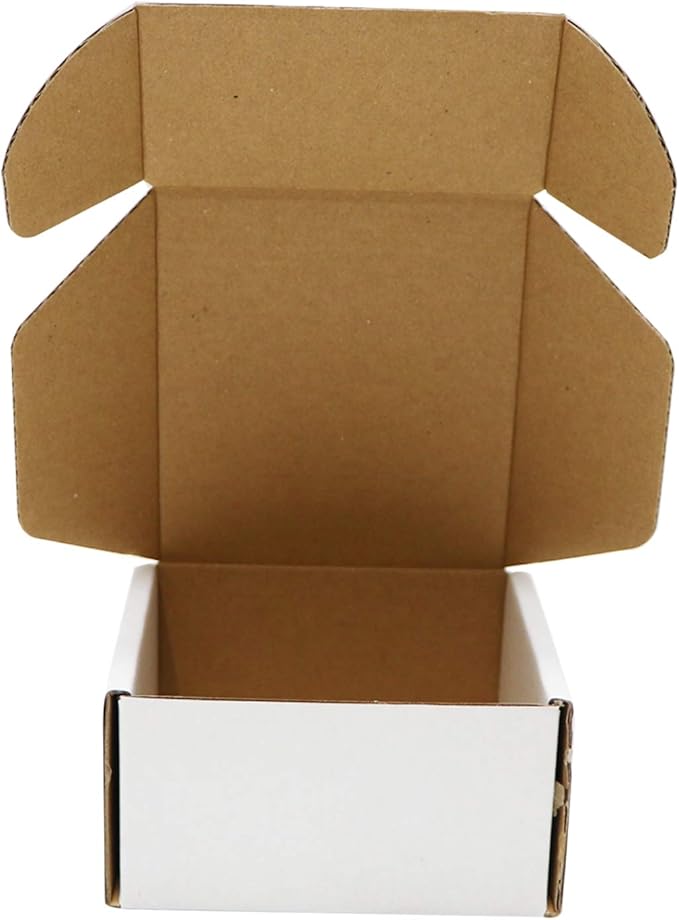 ZhaoCo White Corrugated Cardboard Shipping Boxes 4’’x4’’x2’’, 50 Pack