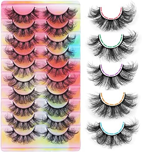 Ruairie Natural Lashes with Clear Band Fluffy Wispy False Lashes Natural Look 10 Pairs Fake Eyelashes Pack
