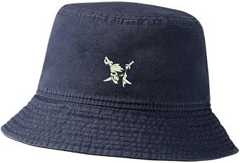 Women Bucket Hats for Men Pirate Skull & Swords Embroidered Unisex Bucket Hat Outdoor Fishing Hat