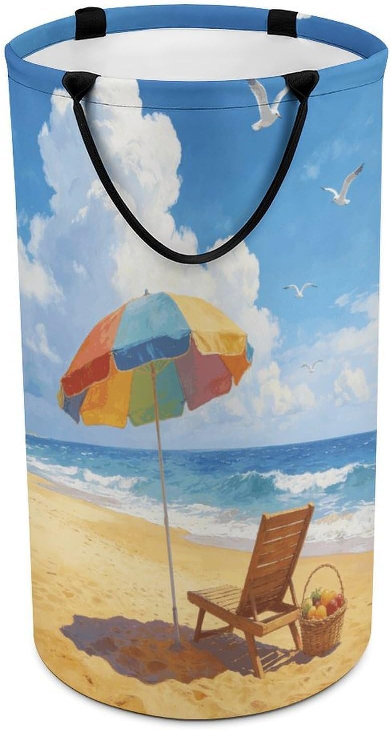 Haiyu Leisure Time Laundry Hamper Portable Lightweight Clothes Hampers Fashion Dirty Laundry Storage Basket Large Capacity Foldable Clothes Baskets for Bathroom Bedroom