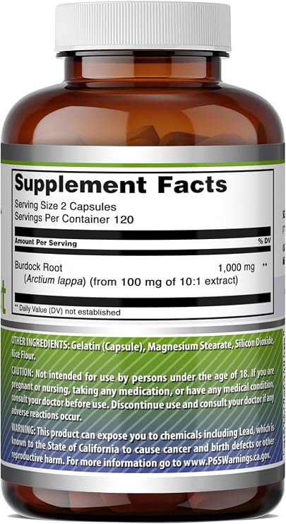 Amazing Formulas Burdock Root 1000 Mg | Capsules Supplement | Non-GMO | Gluten-Free | Made in USA (1 Pack | 240 Count)