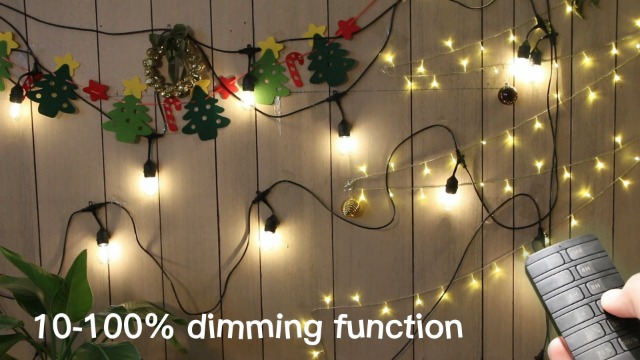 Image of Outdoor Dimmer for String Lights, Remote Control Light Dimmer Plug in, Light Timer Outdoor Waterproof, 100FT Range with 2 Grounded Outlets for Dimmable LED /Tungsten Bulb /Patio Lights