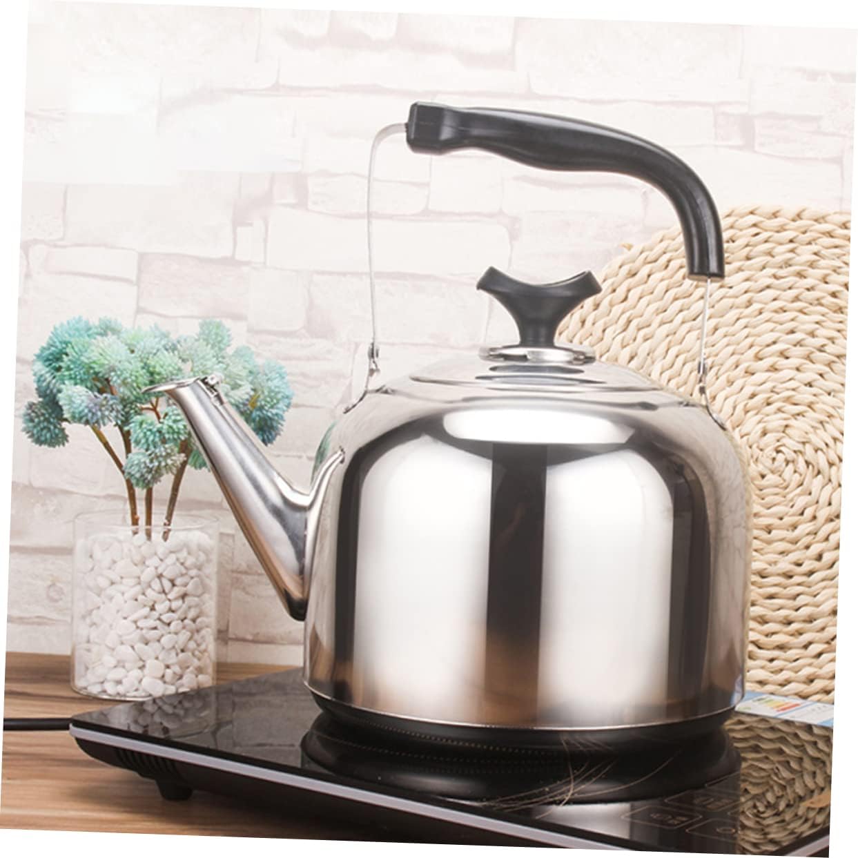 Zerodeko 1pc Whistling Teakettle Stainless Steel Camping Tea Kettle Fast Heating Home Teakettle for Induction
