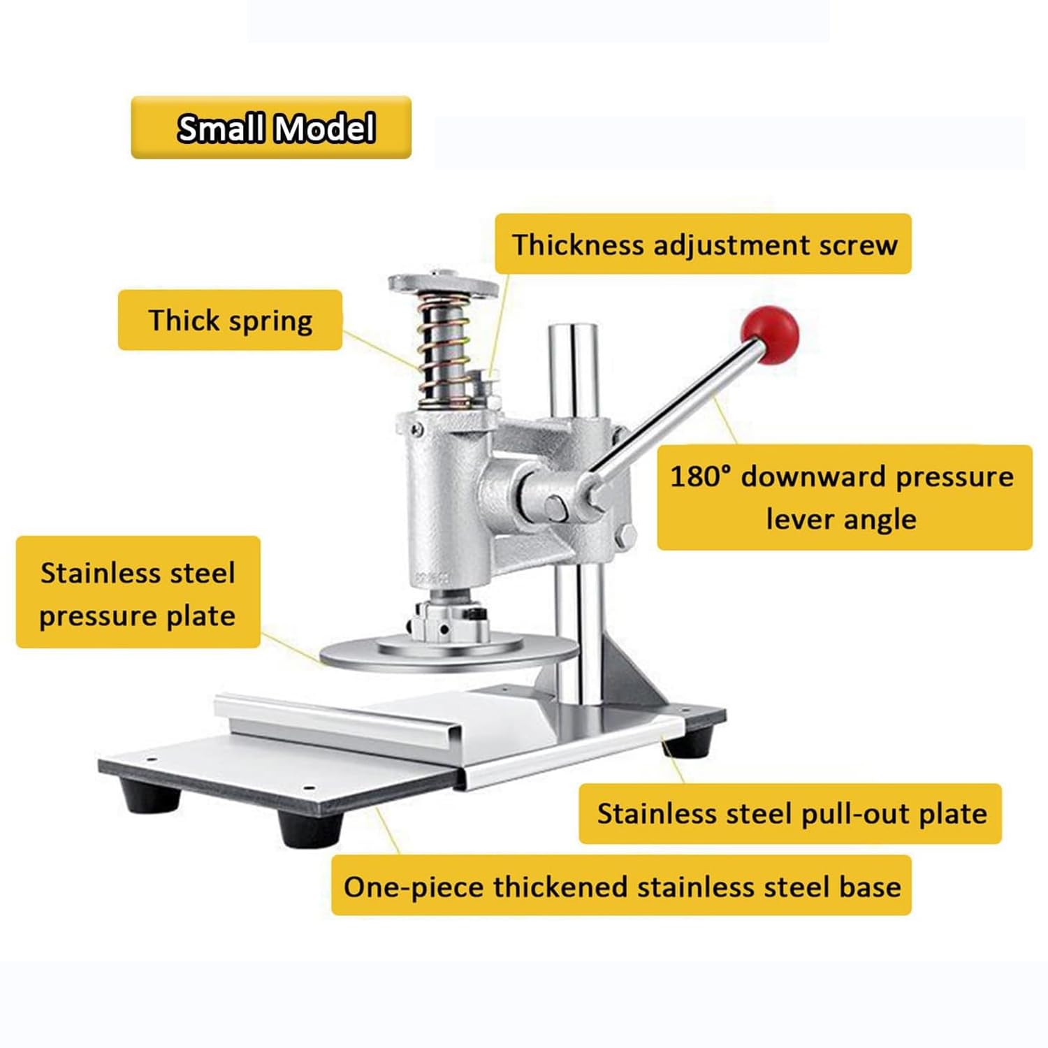 TsoLay Pressa per Pizza Manuale, Macchina per Spianare La Pasta in Acciaio Inox Professionale con Vassoio Estraibile, Spessore Regolabile, Maniglia Salva-Lavoro, per Pizza E Tortillas