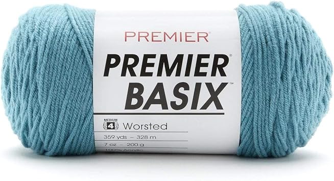 Premier Yarns Basix, Solid Worsted Yarn, Made of Acrylic, Ideal Yarn for Crocheting and Knitting, Storm, 359 Yards
