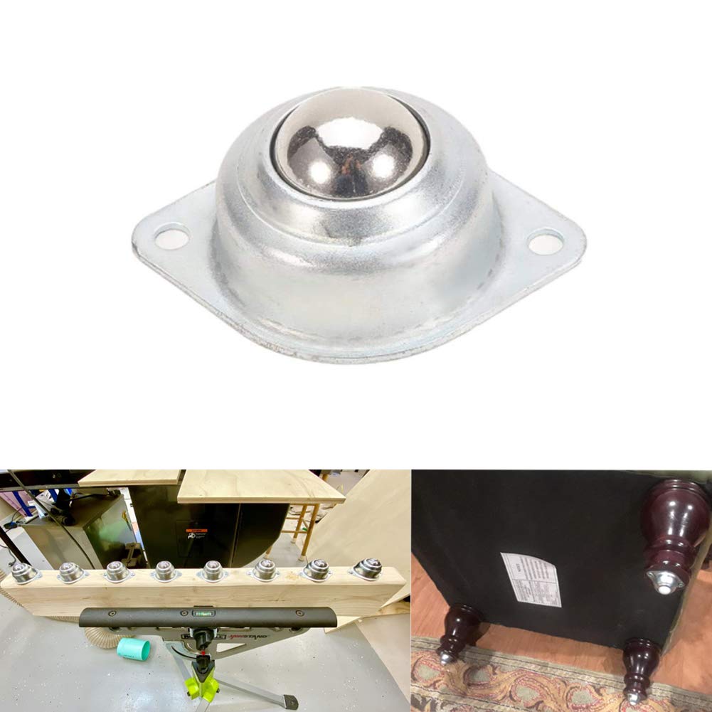 MroMax Ball Transfer Bearing Unit 0.98" Load 66Lbs Flange Mounted Bearing Steel for Conveyor, Roller Stand, Furniture, Transfer Equipment and Transmission System 4Pcs