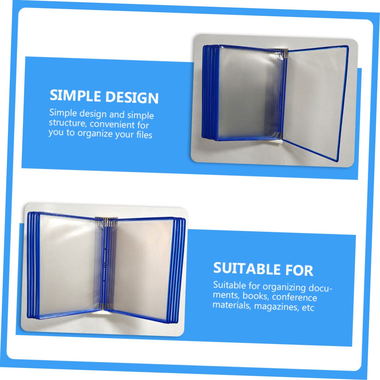 Gatuida Organizzatore di Documenti da Parete Blu in Pvc e Metallo, 10 Pagine, per Riunioni e Scuole, Porta Riviste e Documenti