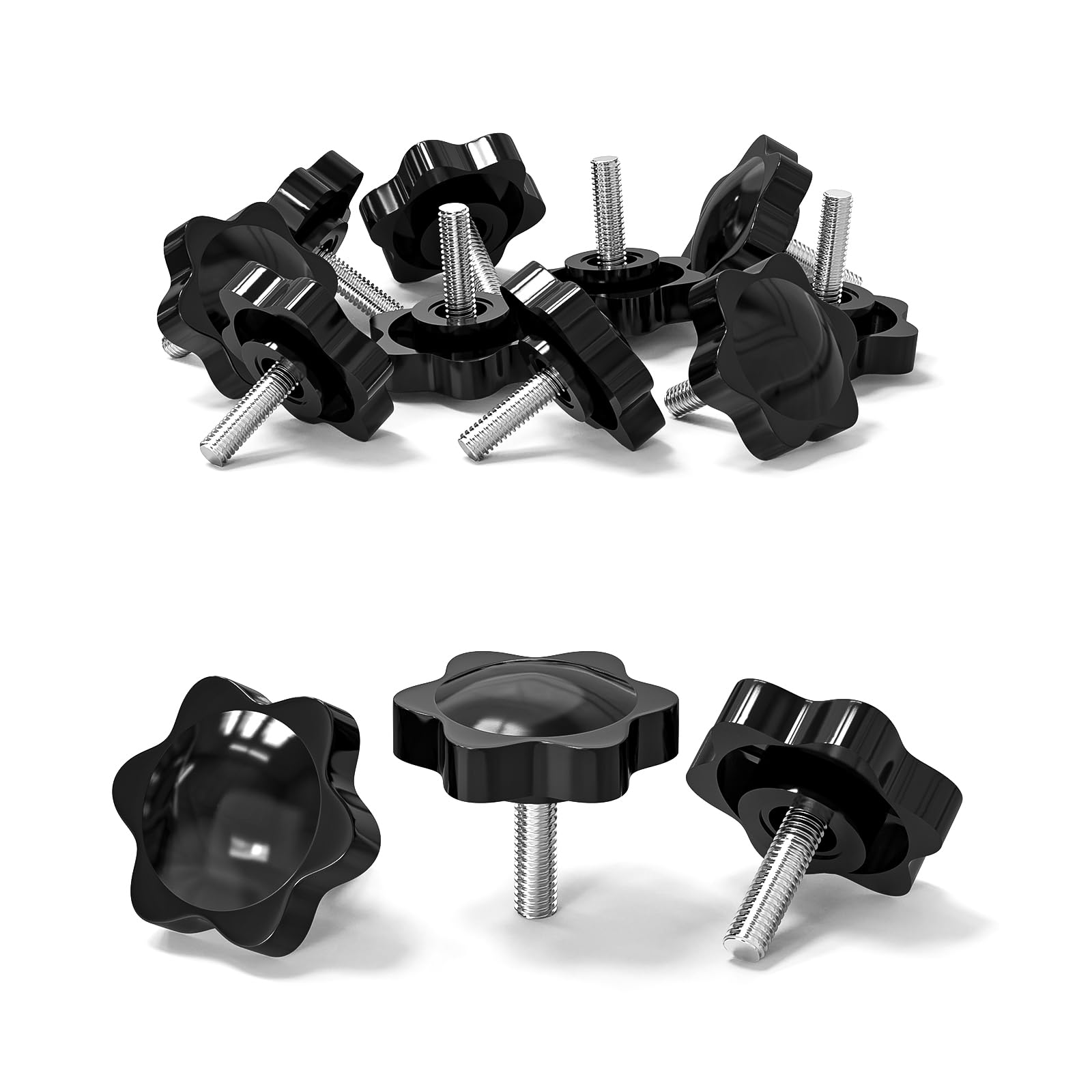 10 Pcs M5 Screws, M5 x 16mm Thread Star Knobs, Thumb Screws, Plastic Hex Shaped Clamping Knob Handle Hand Tightening Screw Knob for Umbrella Base Replacement