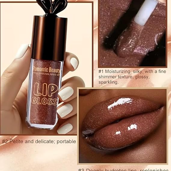 Lip Gloss‌, ‌Moisturizing Lip Oil‌, ‌Lip Balm‌ 3-in-1 Chocolate Brown Lip Gloss - High Hydration, Intense Pigmentation, Long-Lasting Wear, Non-Sticky Formula, Perfect for Daily Wear, Parties