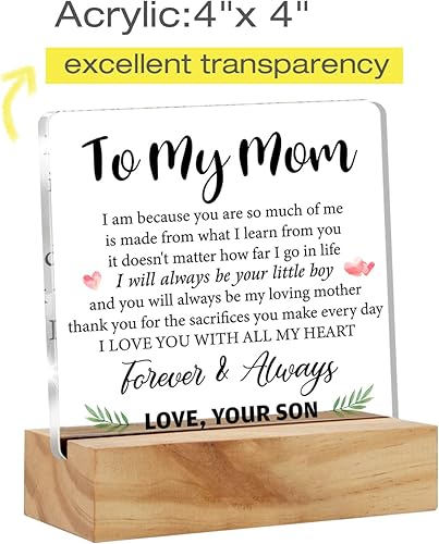 Miniatura 2 de Regalo para madre, regalo de agradecimiento para mamá, regalo de hijo a mi mamá, decoración de escritorio, placa de acrílico floral con soporte de