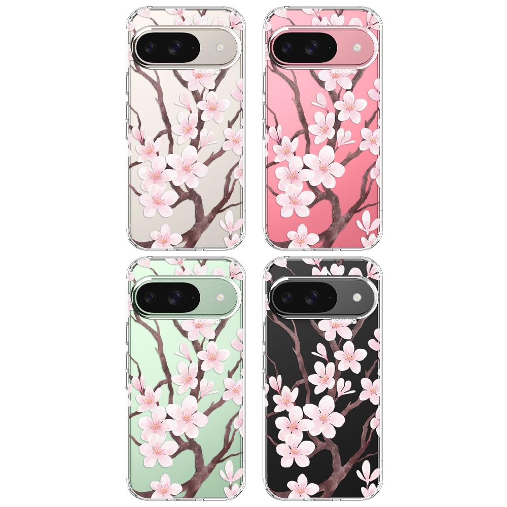 MOSNOVO Case for Google Pixel 10 & Pixel 10 Pro, [Buffertech 6.6ft Military-Grade Drop Protection] [Anti Peel Off Tech] Clear TPU Bumper Phone Case Cover Design - Cute Cherry — view 275