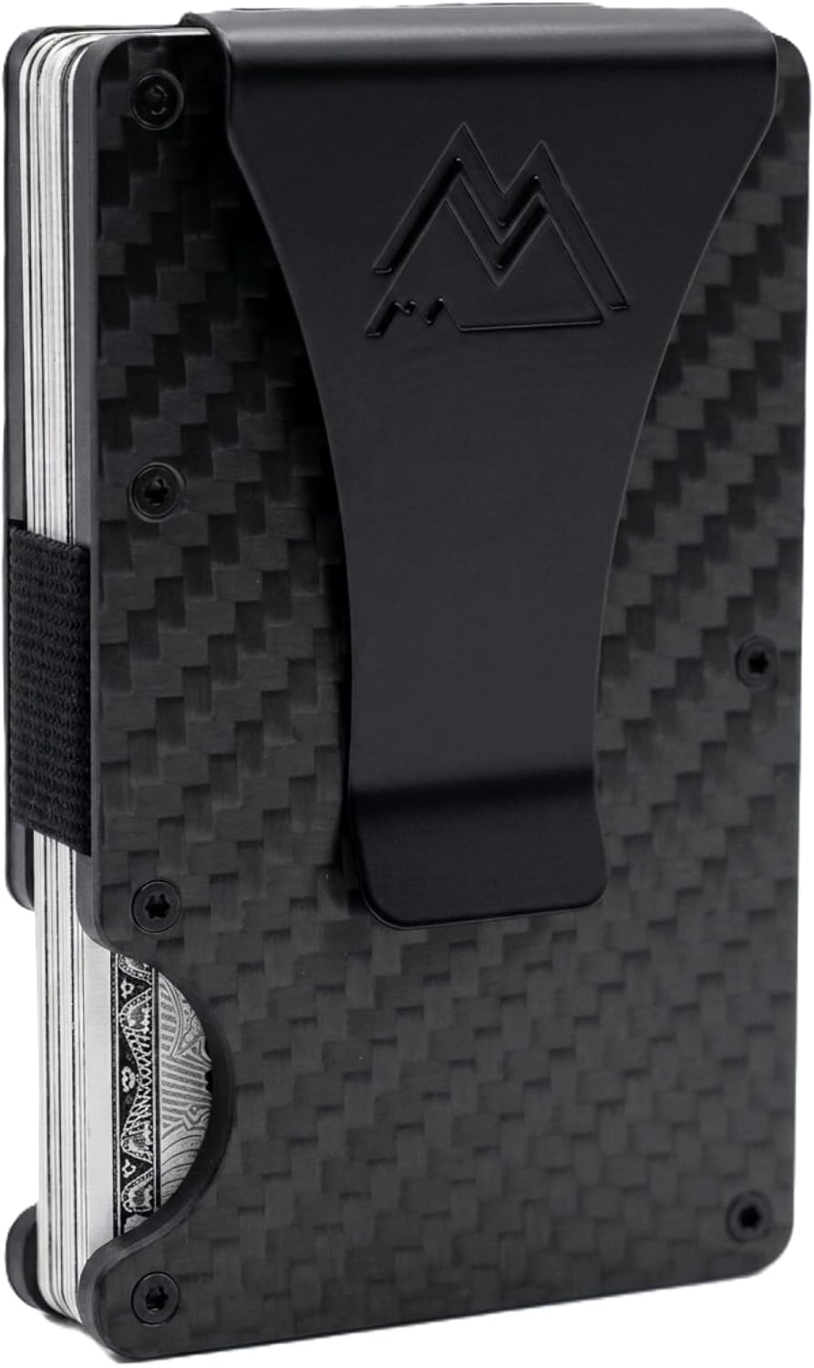 Mountain Voyage Co Minimalist Wallet for Men & Women - Slim RFID Wallet, Scratch Resistant, Credit Card Holder & Money Clip, Easily Removable Money & Cards, (Matte Carbon Fiber)