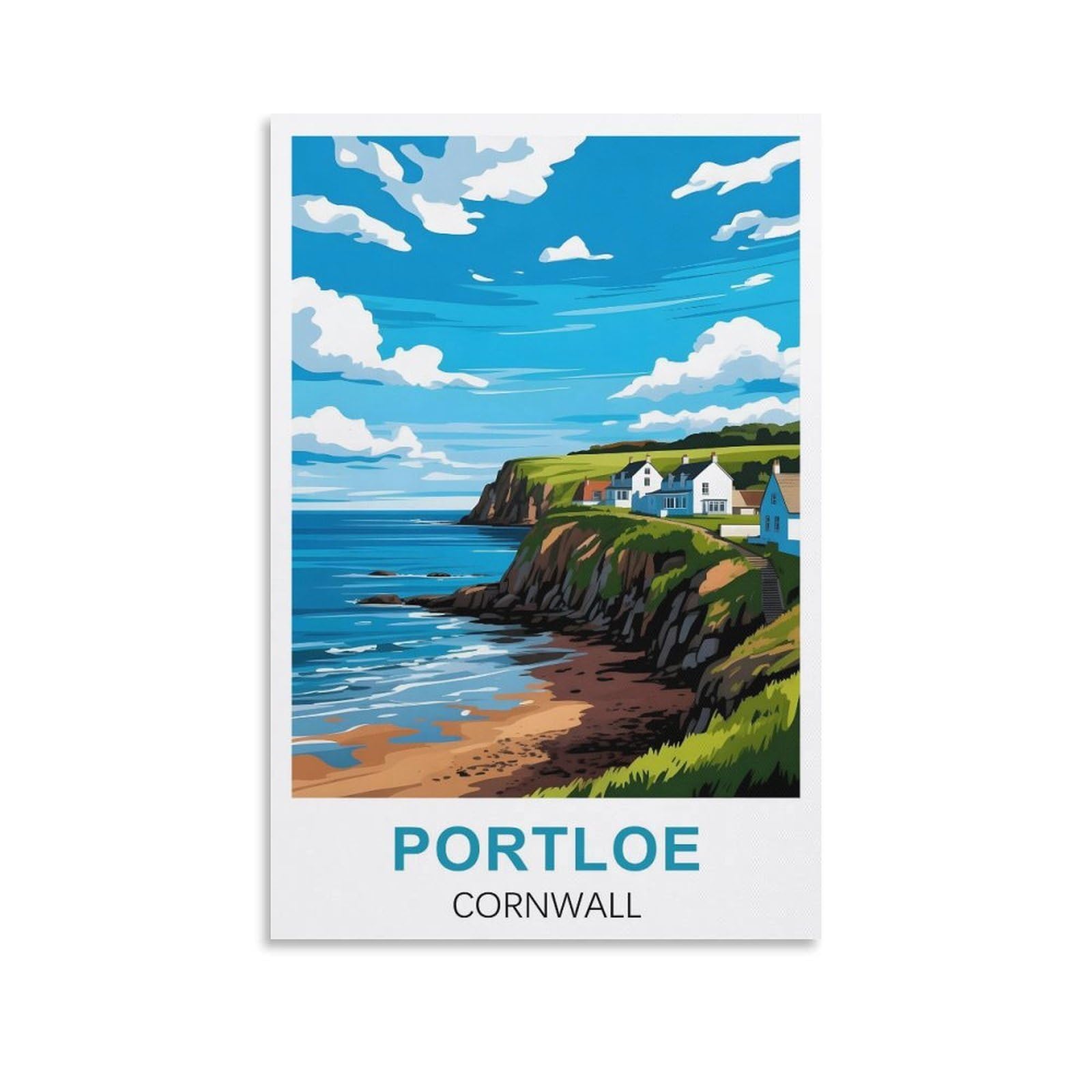 EZMLFA 5D Diamond Art Kits for Beginner,Portloe Cornwall Crystal Rhinestone Embroidery Craft Kits for Home Wall Decor Gifts, 40x40cm