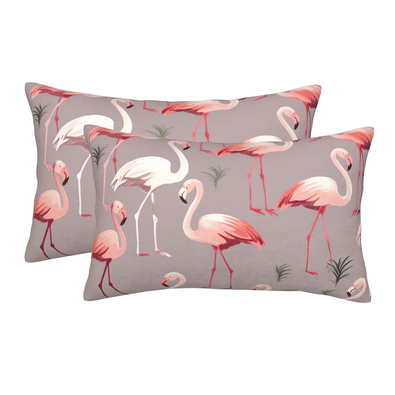 2 Pack Pillow Cases with Hidden Zipper, Soft Breathable Pillow Covers for Hair and Skin, Pink Flamingo Pattern Pillowcases 20"x30" Bed Pillow Protectors Cover for Sleeping Gifts