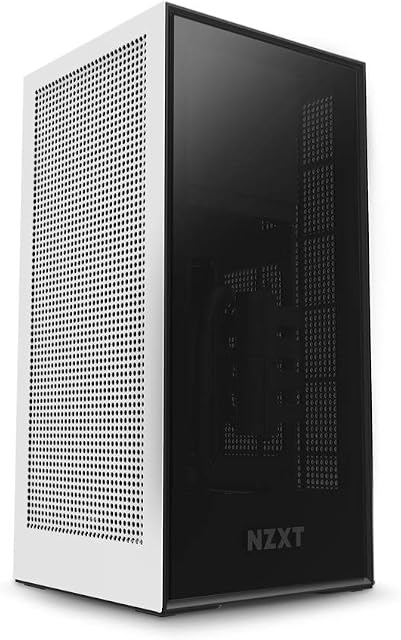 NZXT H1 UK Version- Small Form-Factor ITX Case - Dual Chamber Airflow - Tinted Tempered Glass Front Panel - Integrated 650W 80+ Gold PSU - 140mm AIO Watercooler - PCIe 3.0 High-Speed Riser Card -White