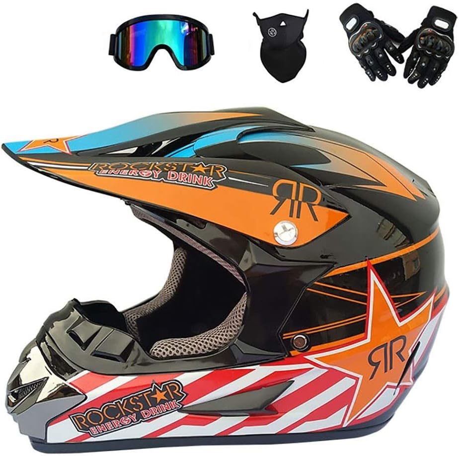 Motocross Helmets, Adult Motorcycle Off Road Helmet Mtb Enduro Mx Atv Downhill Quad Motorbike Helmet, Dot Approved Full Face Crash With Goggles Gloves Mask