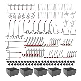 165pcs Metal Hanging Organizer Set, Waterproof Hooks and Storage Boxes for 1-inch Gutter Spacing, Tool Hanging Kit with Hammer, Brush, Drill, Screw for Garage, Warehouse, Garden Use