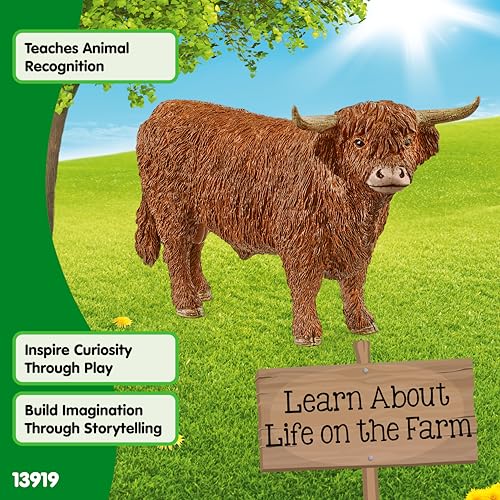schleich FARM WORLD | Byk Highland 13919 | figurka zwierzęcia farma schleich | szczegółowa figurka i kolekcjonerska | prezent dla dziewczynek i chłopców | zabawka farma od 3 lat | 14 x 6 x 8 cm