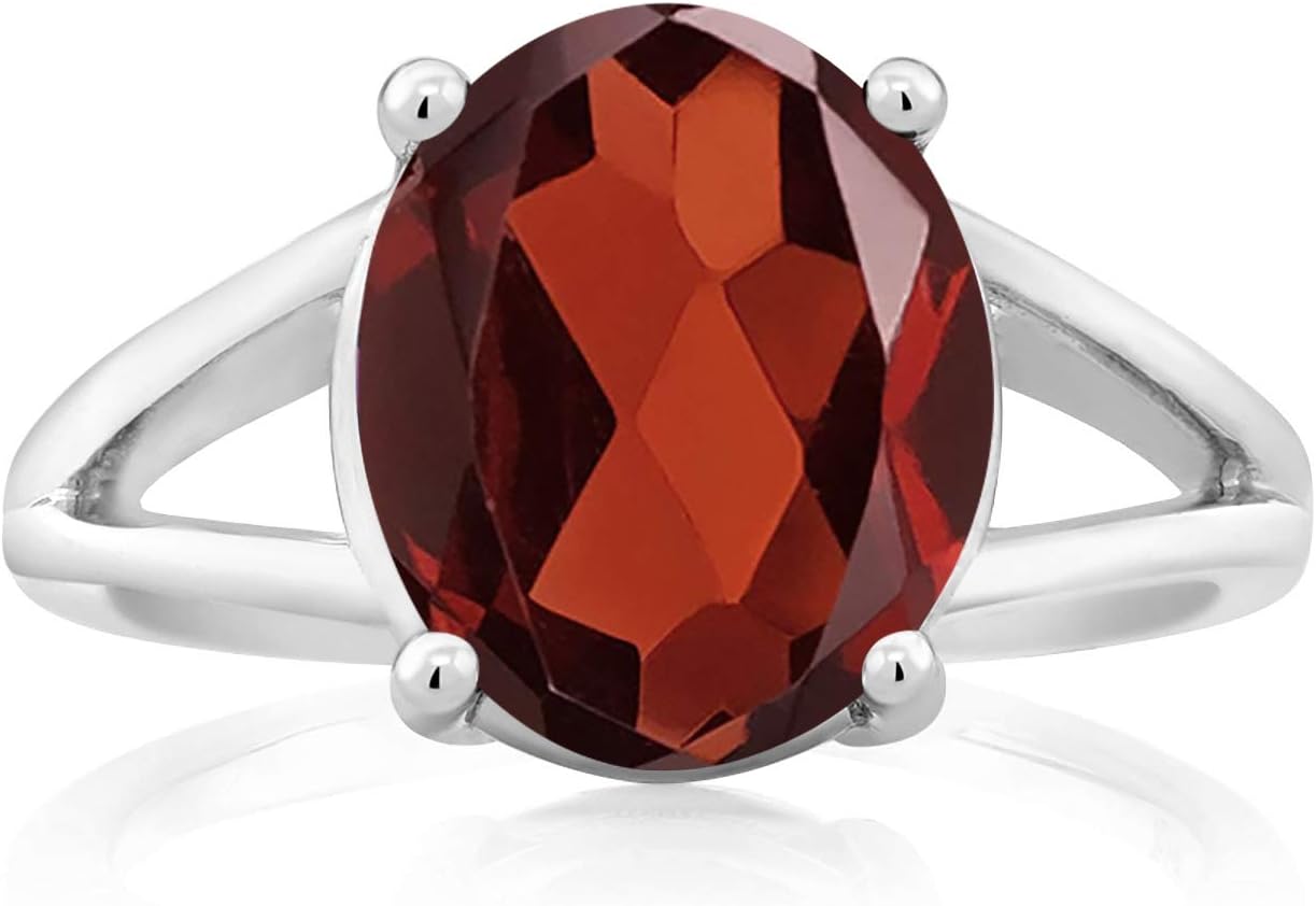 Gem Stone King 3-7 Cttw Gemstone Birthstone Solitaire Ring | 925 Sterling Silver | Oval 12X10MM | Wedding Engagement Anniversary Promise Ring For Women