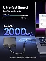 Vista 2 de UGREEN SSD portátil de 1 TB hasta 2000 MB/s, disco duro externo USB C SSD con USB 3.2 Gen 2x2, unidad externa de estado sólido compatible con iPhone