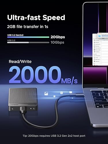 Miniatura 2 de UGREEN SSD portátil de 1 TB hasta 2000 MBs, disco duro externo USB C SSD con USB 3.2 Gen 2x2, unidad externa de estado sólido compatible con iPhone