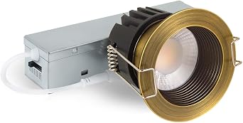 zouzai 1 Pack 2 Inch Recessed Anti-Glare LED Downlight, 5CCT, 8W COB 840LM | Bronze, 2700K-5000K Selectable, Dimmable, IP65 Waterproof, Exterior Soffit Lighting, CRI90+, ETL&IC Rated