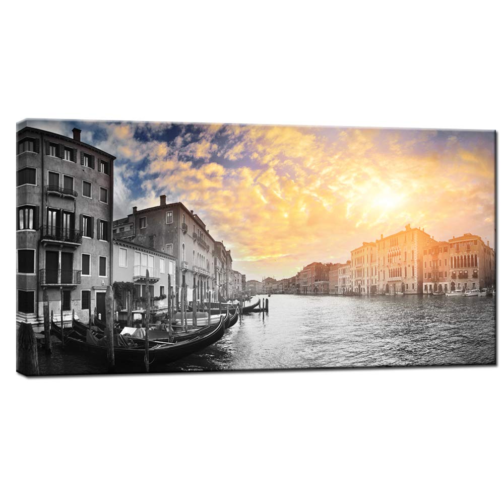 Nachic Wall Italy Wall Art Venice Landscape Pictures Painting for Living Room Bedroom Ready to Hang 24X48