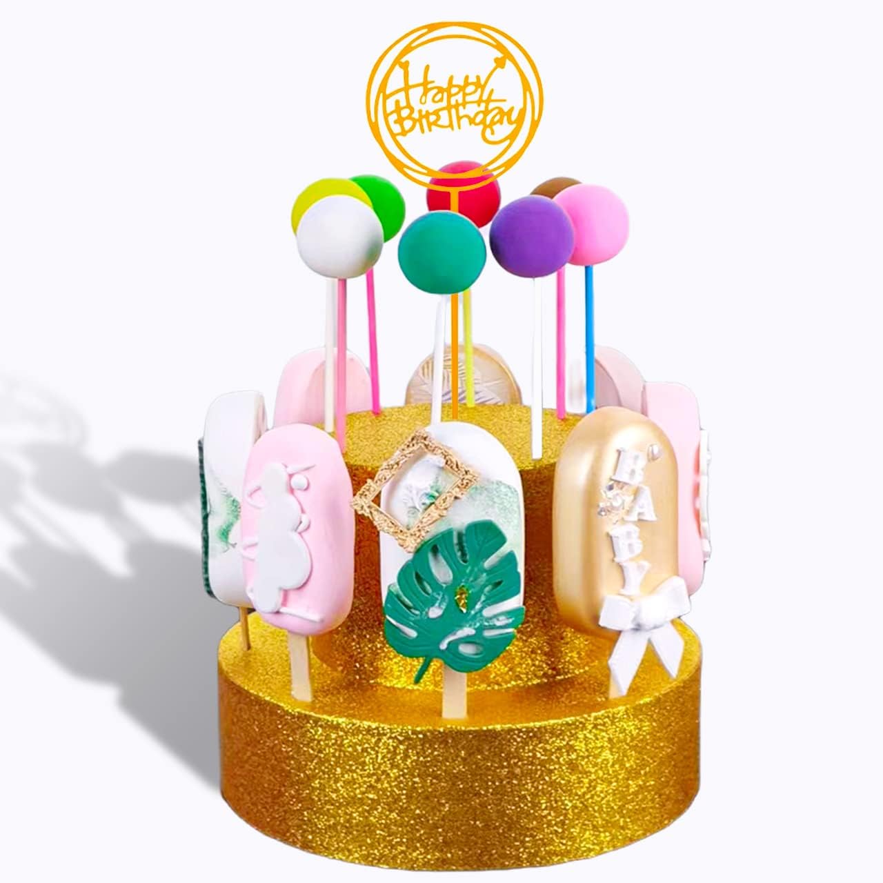 RomanticBaking 1 pcs 8Inch Gold Round Foam Cake Pop Stand