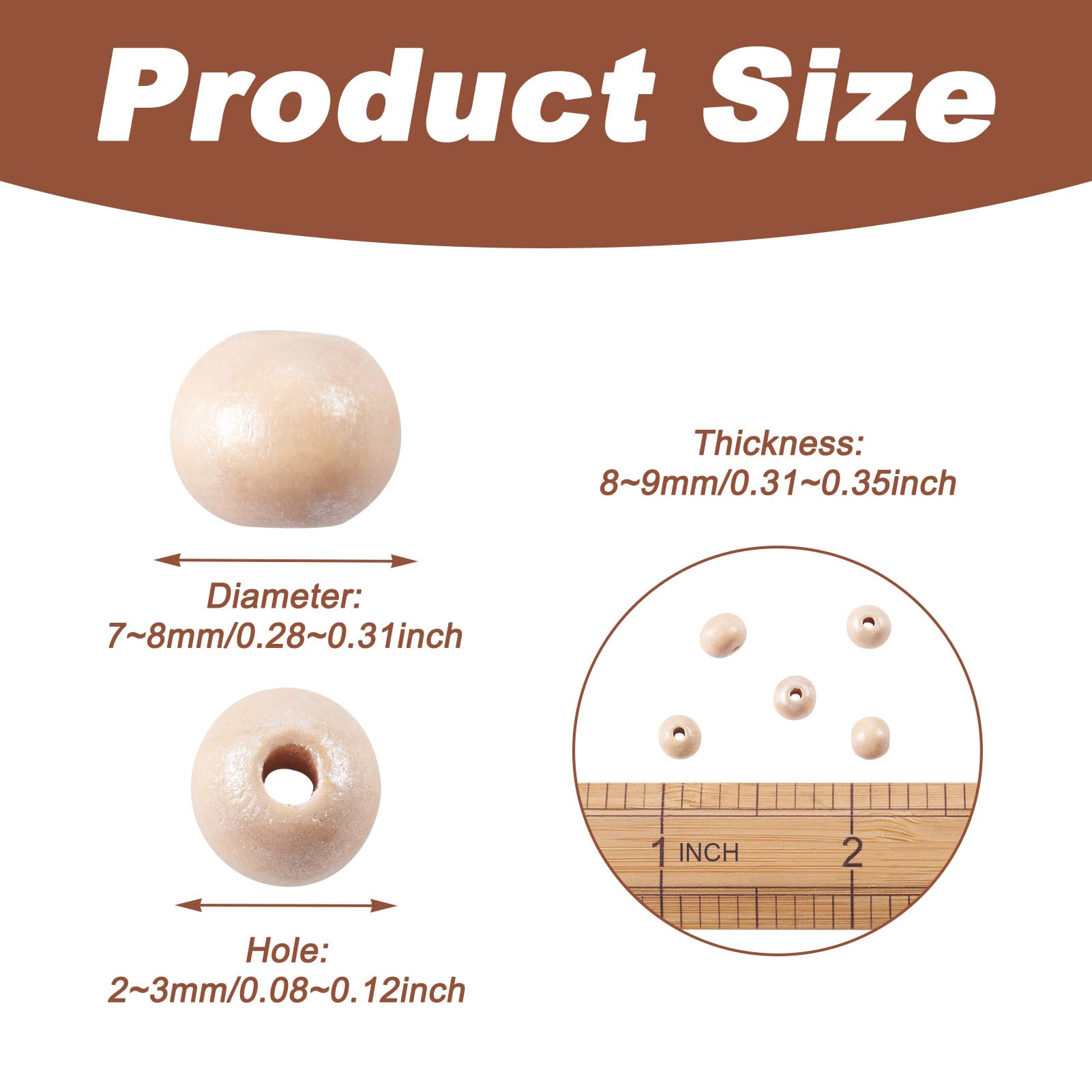 30 Perline In Legno Naturale Colore Caffè Nero, 25mm Con Foro Grande 10mm, Per Gioielli Fai Da Te, Bracciali E Decorazioni