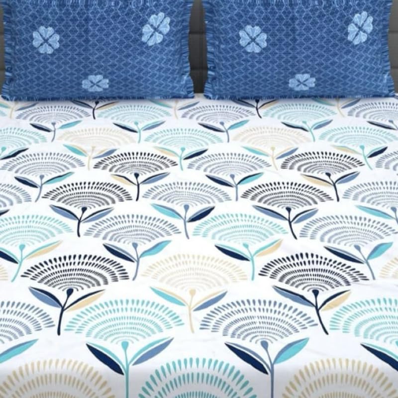 Image of Utopia Bedding Blended Cotton Bedsheet for Double Bed with 2 Pillow Covers | Floral Print Double Bed Bedsheet | 274CM x 228CM