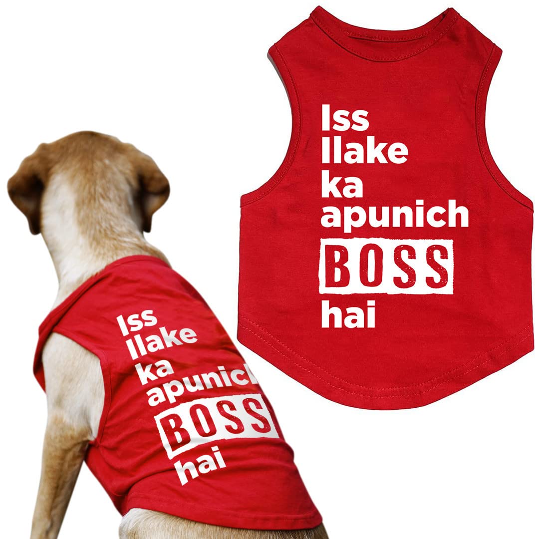 Myartbucket Dog T-Shirt Printed Round Neck Sleeveless Vest Tank Tees Tshirt for Dogs| Pet Apparel Half Sleeves Tshirt Gift for Dogs | ISS Ilake Ka Apunich Boss Hai (Red,XS) (B0C718TP84) Amazon Price History, Amazon Price Tracker