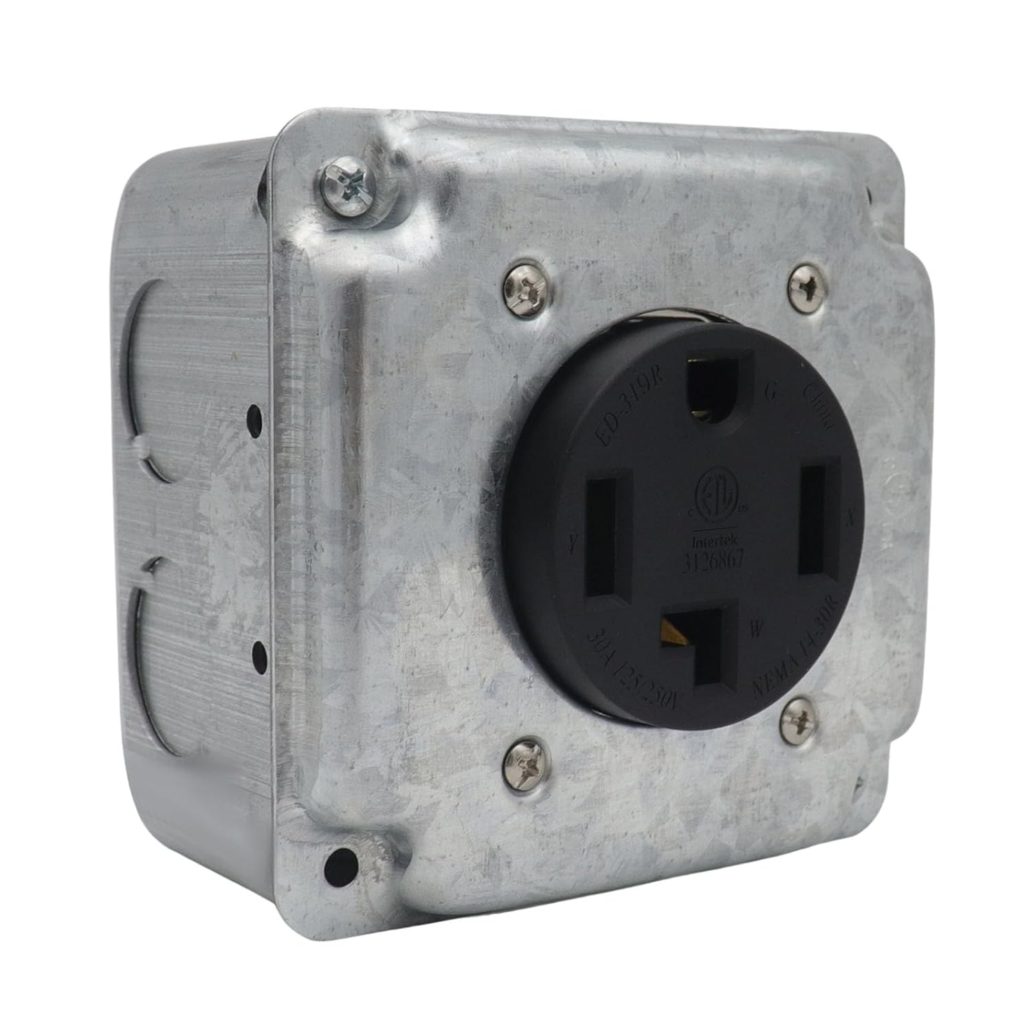 Practical NEMAs 14 30R 30.0A Receptacle Set with Cable Clamps Metal Component and Portable Designs Easy Installion Cover Plate Outlet Box