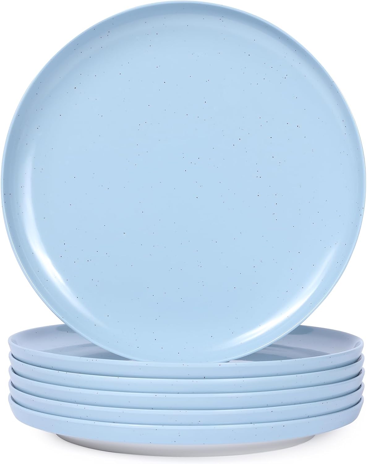Webbylee 10.25" Melamine Dinner Plates Set of 6 - Durable Serving Dishes Perfect for Kitchen Outdoor Use, Dishwasher Safe,Scratch Resistant-Blue & Beige