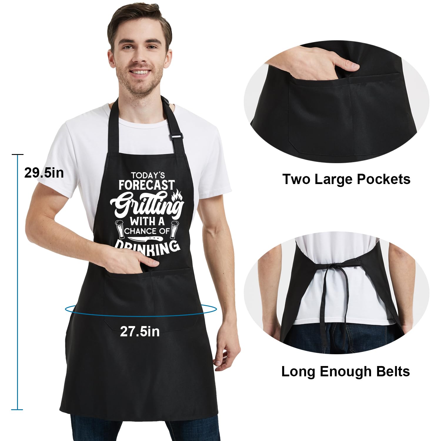Divertidos delantales de cocina para mujeres y hombres con bolsillo, delantal de parrilla con correa ajustable para el cuello, regalo de cumpleaños para papá y mamá, Pronóstico de hoy a la