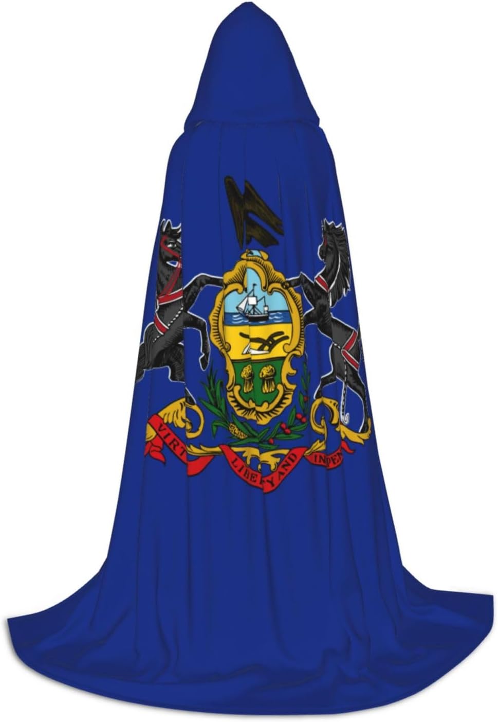 Pennsylvania State Flag Print Renaissance Hooded Cloak Costume Clothes Halloween Medieval Costume Cape for Women Men