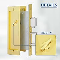 Vista 5 de Set de herrajes modernos para puerta de bolsillo - Cerradura de privacidad con tiradores empotrados y cierre suave, para puertas correderas de Oro