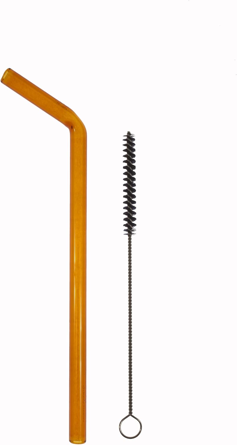 Simply Straws Bent Classic 8Inch with Brush, Amber