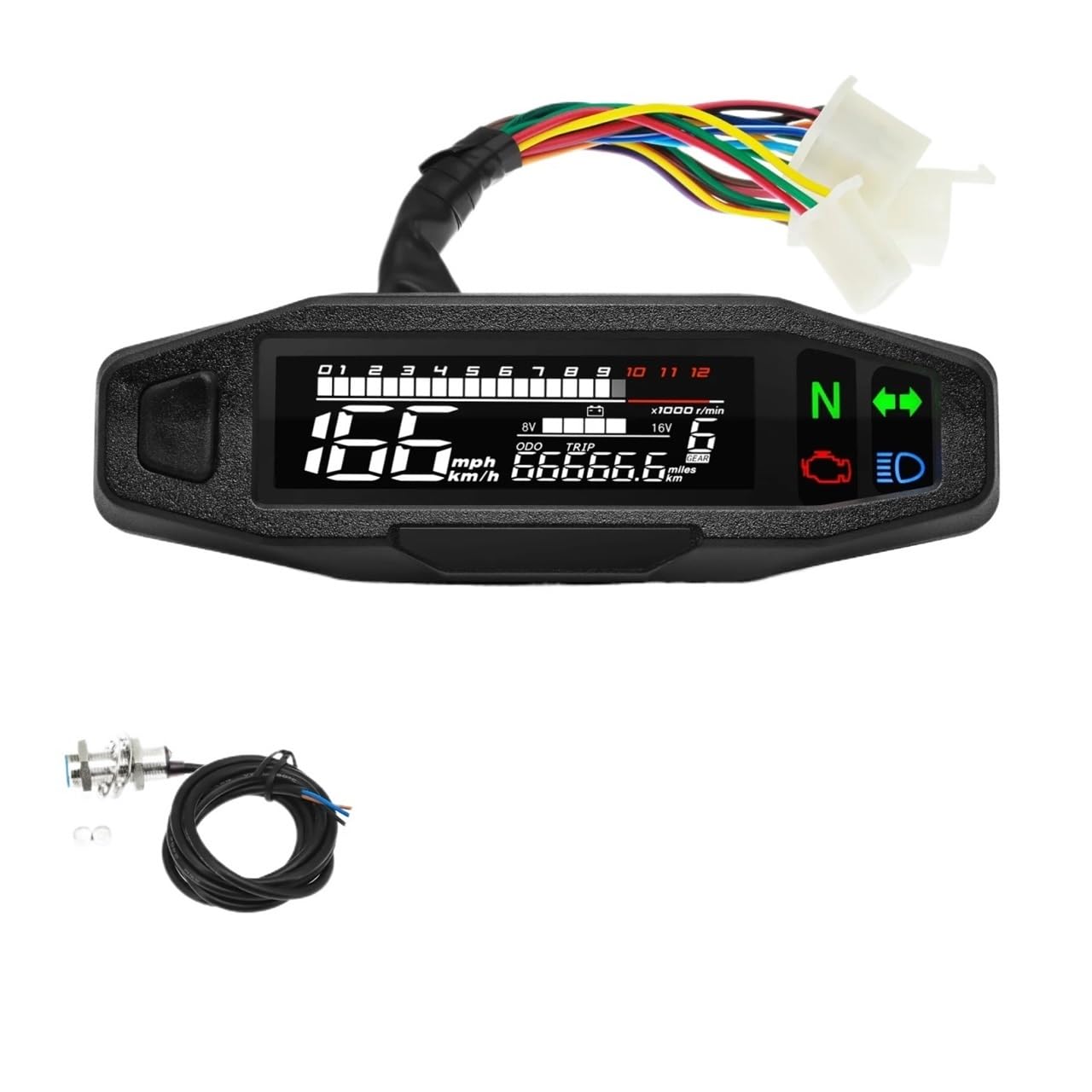 Compteur de Vitesse Digital Moto Compteur De Vitesse Universel pour Moto, Tachymètre, Double Compteur De Vitesse, Odomètre, Tableau De Bord