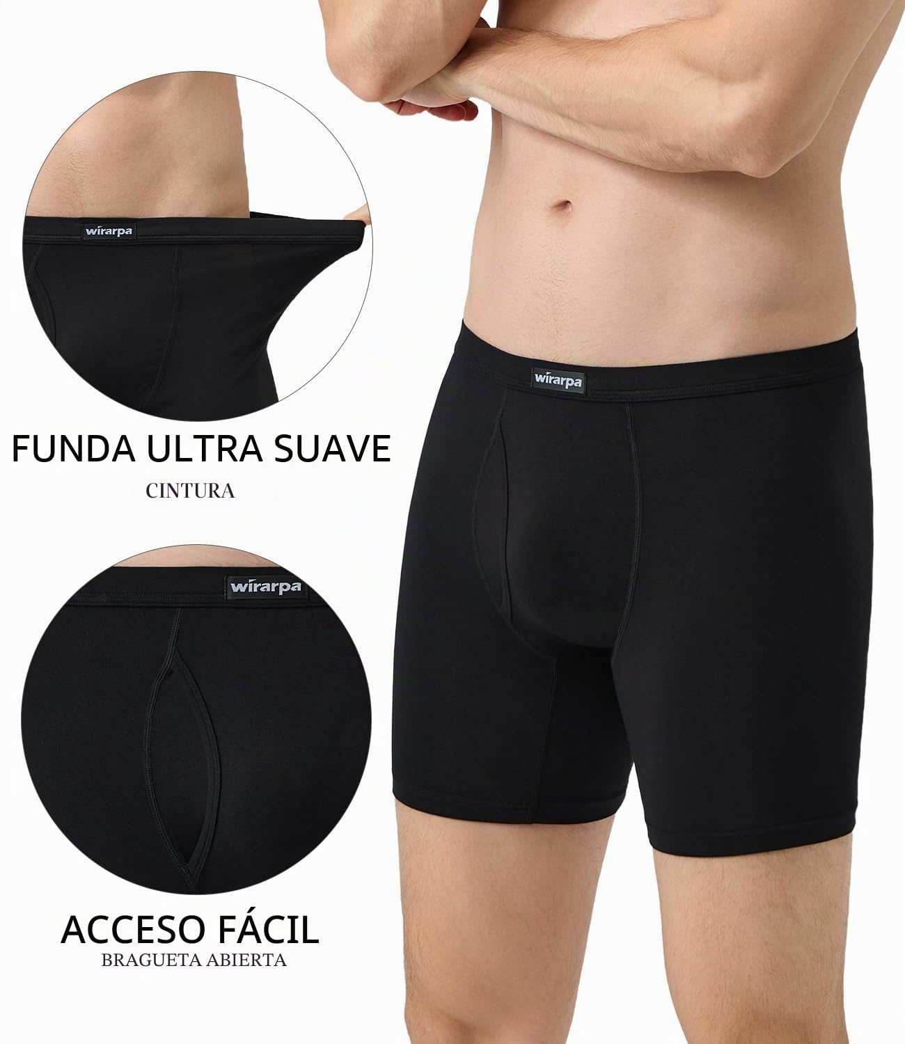 wirarpa Calzoncillos Tipo Bóxer de Modal para Hombre Ropa Interior elástica para Uso Diario Paquete de 4 Unidades