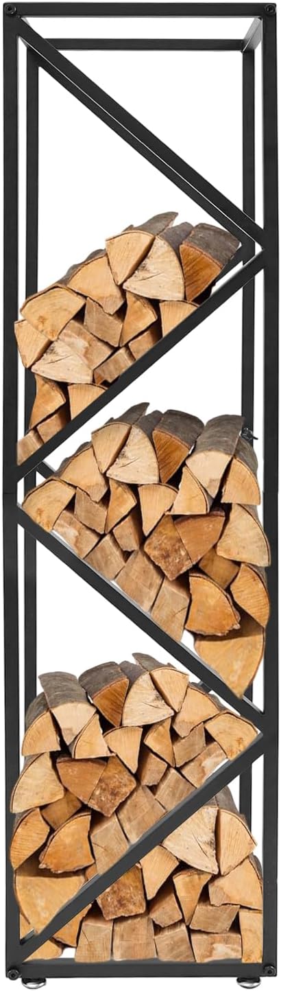 Multi Layer Indoor Firewood Rack Indoor& Outdoor Firewood Holder Multi Divided Rectangular Shelf Durable Decorative Firewood Rack,for The Fire Pit and Fireplace,Create Warm and Fashionable Atmosphere