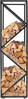 Modern Firewood Rack Indoor, 5-Tier Indoor Firewood Holder with Adjustable Foot Pads, Heavy-Duty Iron Storage for Firewood, Vertical Space-Saving Design for Garage, Basement, Cabin